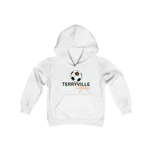 Terryville Tigers - Soccer Ball, Paw Print - Light Hoodie - Youth Heavy Blend Hooded Sweatshirt