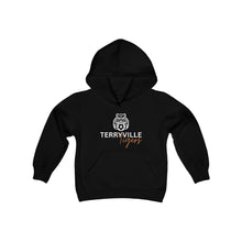Load image into Gallery viewer, #5 - Terryville Tigers - Tiger with Soccer Ball - Youth Heavy Blend Hooded Sweatshirt