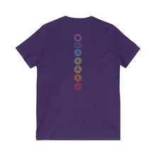 Load image into Gallery viewer, 7 Chakras- I AM WHOLE - Unisex Jersey Short Sleeve V-Neck Tee (color)