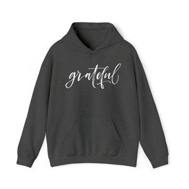 Grateful - Cursive (White ink) - Unisex Heavy Blend™ Hooded Sweatshirt