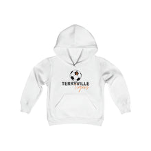 Load image into Gallery viewer, Terryville Tigers - Soccer Ball, Paw Print - Light Hoodie - Youth Heavy Blend Hooded Sweatshirt