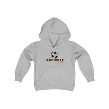 Load image into Gallery viewer, Terryville Tigers - Soccer Ball - Light Hoodie - Youth Heavy Blend Hooded Sweatshirt