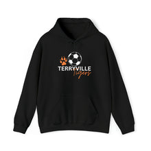Load image into Gallery viewer, JEN - Terryville Tigers - COACH with Paw and Soccer Ball - ADULT Unisex Heavy Blend™ Hooded Sweatshirt
