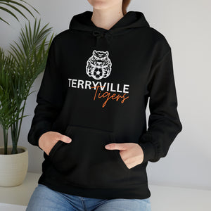 Terryville Tigers - Tiger with Soccer Ball - ADULT Unisex Heavy Blend™ Hooded Sweatshirt