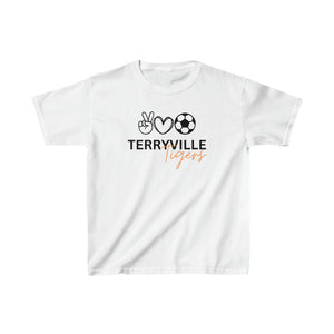 Terryville Tigers - Peace, Love, Soccer - Light Tee - Kids Heavy Cotton™ Tee