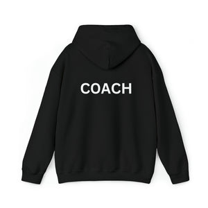 JEN - Terryville Tigers - COACH with Paw and Soccer Ball - ADULT Unisex Heavy Blend™ Hooded Sweatshirt