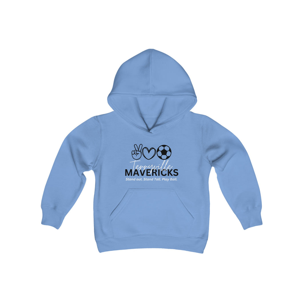 Mavericks - Peace, Love, Soccer with Slogan - Hoodie (Youth)