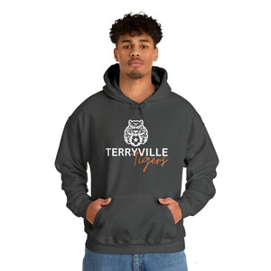 Terryville Tigers - Tiger with Soccer Ball - ADULT Unisex Heavy Blend™ Hooded Sweatshirt