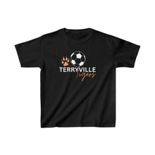 Load image into Gallery viewer, Soccer Ball and Paw Print - Terryville Tigers - Kids Heavy Cotton™ Tee