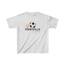 Load image into Gallery viewer, Terryville Tigers - Soccer Ball and Paw Print - Light Tee - Kids Heavy Cotton™ Tee
