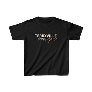 Small Peace, Love, Soccer - Terryville Tigers - Kids Heavy Cotton™ Tee