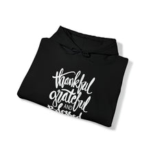 Load image into Gallery viewer, Thankful, Grateful &amp; Blessed (White ink) - Unisex Heavy Blend™ Hooded Sweatshirt