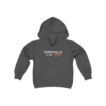Load image into Gallery viewer, Copy of Terryville Tigers - Small Peace, Love, Soccer - Youth Heavy Blend Hooded Sweatshirt