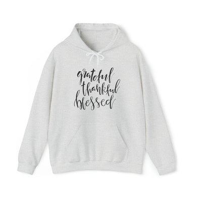 Grateful Thankful Blessed - Cursive - Unisex Heavy Blend™ Hooded Sweatshirt