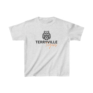 Terryville Tigers - Tiger with Soccer Ball - Light Tee - Kids Heavy Cotton™ Tee
