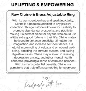 Raw Citrine & Brass Adjustable Ring