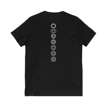 Load image into Gallery viewer, 7 Chakras- I AM WHOLE - Unisex Jersey Short Sleeve V-Neck Tee (white ink)