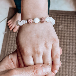 Unconditional Love - Rose Quartz, Swarovski + Lava Bead bracelet